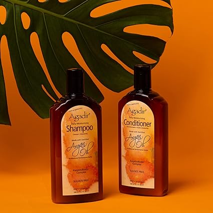 Argan Oil Daily Moisturizing Shampoo and Conditioner Kit by Agadir for Unisex - 2 Pc Kit 12oz Shampoo, 12oz Conditioner