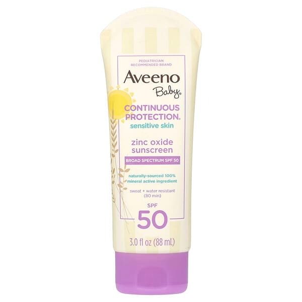 Aveeno, Baby, Zinc Oxide Sunscreen, SPF 50, Fragrance-Free, 3 fl oz (88 ml)