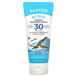 Badger, Active, Mineral Sunscreen Cream, SPF 30, Unscented, 2.9 fl oz (87 ml)