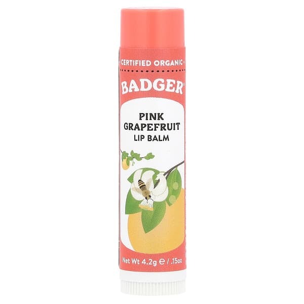 Badger, Lip Balm, Pink Grapefruit, 0.15 oz (4.2 g)