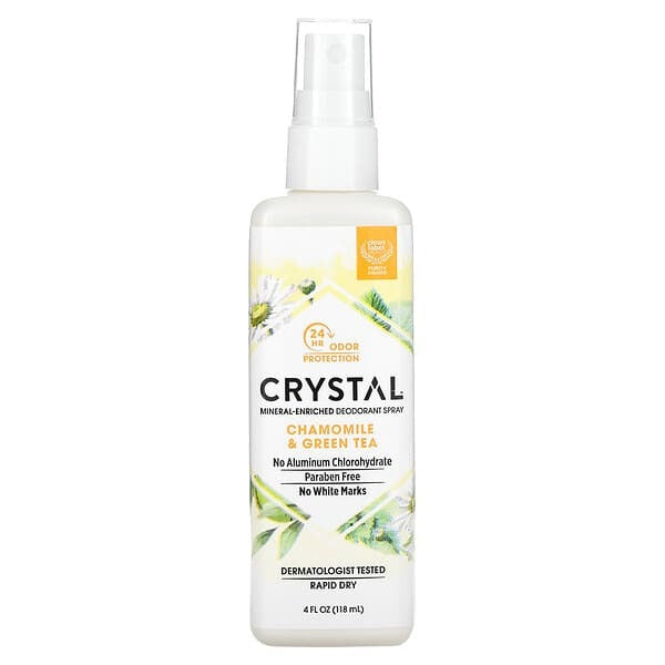 CRYSTAL, Mineral Enriched Deodorant Spray, Chamomile & Green Tea, 4 fl oz (118 ml)