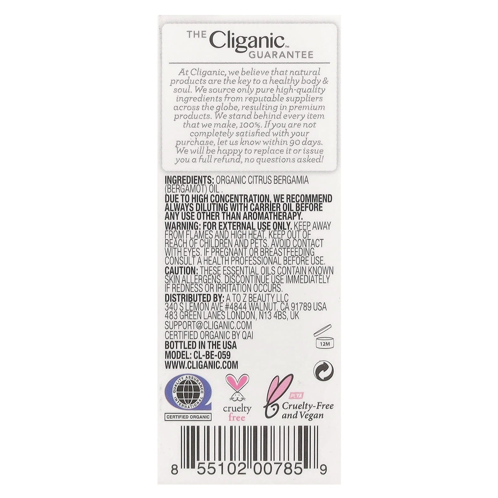 Cliganic, 100% Pure Essential Oil, Bergamot Oil, 0.3 fl oz (10 ml)