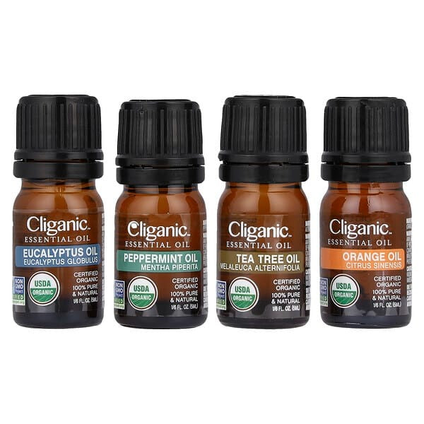 Cliganic, 100% Pure and Natural Essential Oils, Aromatherapy Set, 4 Piece Set