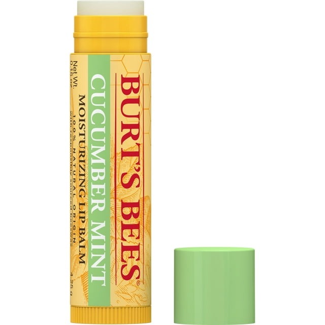 Cucumber Mint Moisturizing Lip Balm by Burts Bees for Women - 0.15 oz Lip Balm - Pack of 2