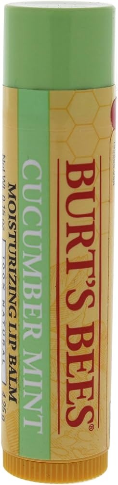 Cucumber Mint Moisturizing Lip Balm by Burts Bees for Women - 0.15 oz Lip Balm - Pack of 6