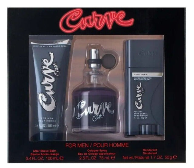 Curve Black by Liz Claiborne for Men - 3 Pc Gift Set 2.5oz EDC Spray, 3.4oz After Shave Balm, 1.7oz Deodorant Stick