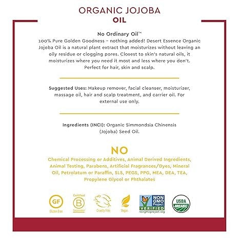 Desert Essence, Organic Jojoba Oil, 4 fl oz (118 ml)