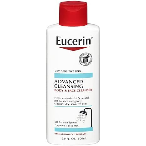 Eucerin, Advanced Cleansing, Body and Face Cleanser, Fragrance Free, 16.9 fl oz (500 ml)