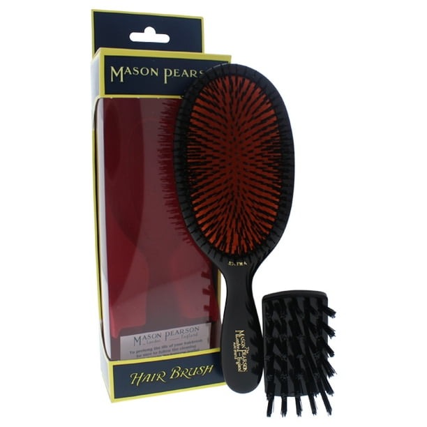 Extra Large Pure Bristle Brush - B1 Dark Ruby by Mason Pearson for Unisex - 2 Pc Hair Brush and Cleaning Brush