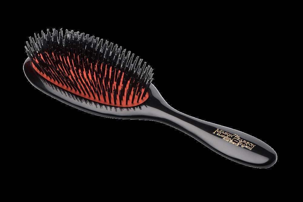 Extra Small Pure Bristle Brush - B2 Dark Ruby by Mason Pearson for Unisex - 2 Pc Hair Brush and Cleaning Brush