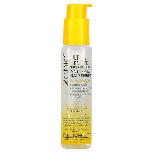 Giovanni, 2chic, Ultra-Revive Super Potion Anti-Frizz Hair Serum, Pineapple + Ginger, 2.75 fl oz (81 ml)