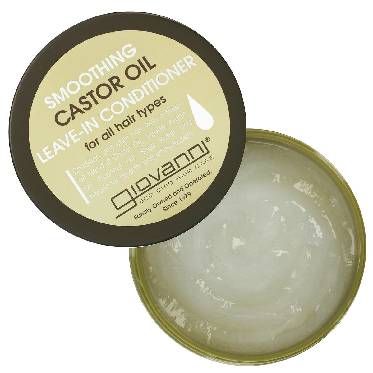 Giovanni, Smoothing Castor Oil Leave-In Conditioner, For All Hair Types, 11.5 fl oz (340 ml)