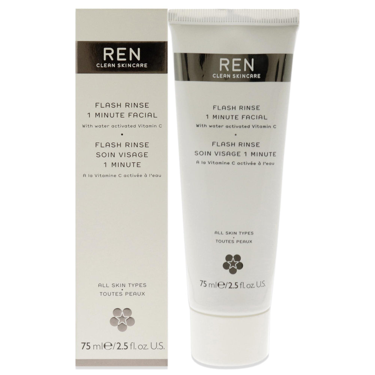 Flash Rinse 1 Minute Facial by REN for Unisex - 2.5 oz Rinse