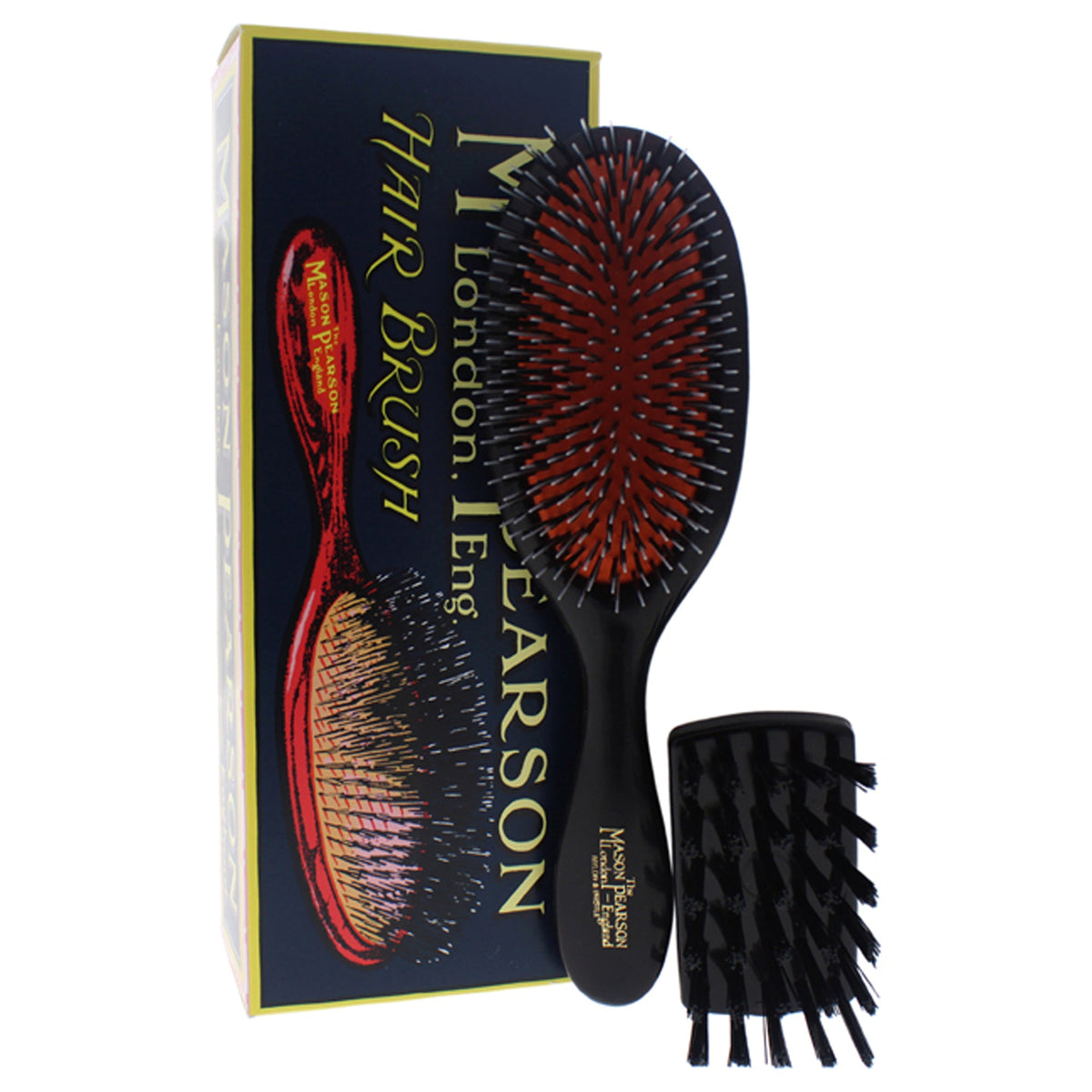 Handy Bristle and Nylon Brush - BN3 Dark Ruby by Mason Pearson for Unisex - 2 Pc Hair Brush and Cleaning Brush