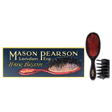 Extra Small Pure Bristle Brush - B2 Dark Ruby by Mason Pearson for Unisex - 2 Pc Hair Brush and Cleaning Brush