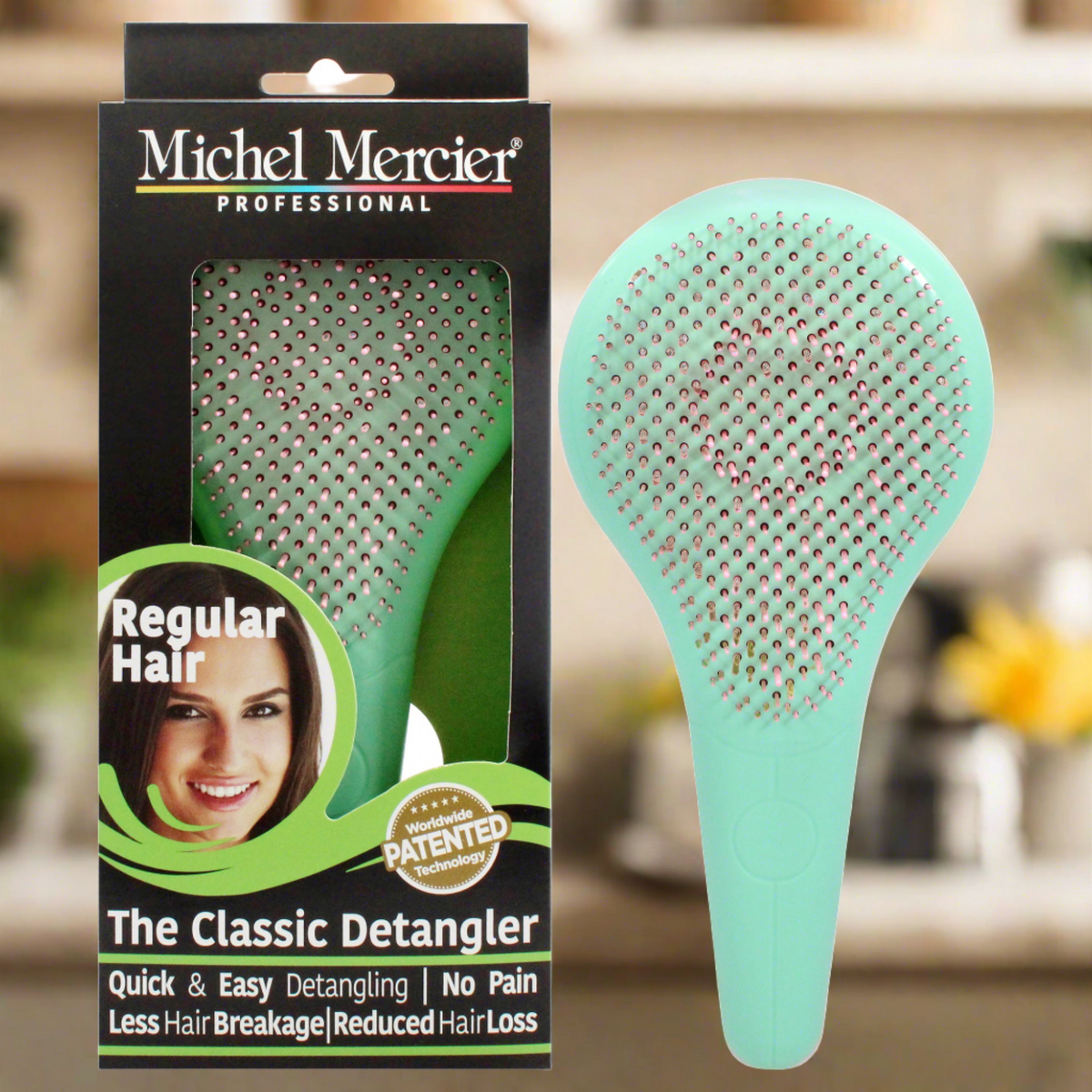 The Classic Detangler Regular Hair - Pink-Green by Michel Mercier for Unisex - 1 Pc Hair Brush