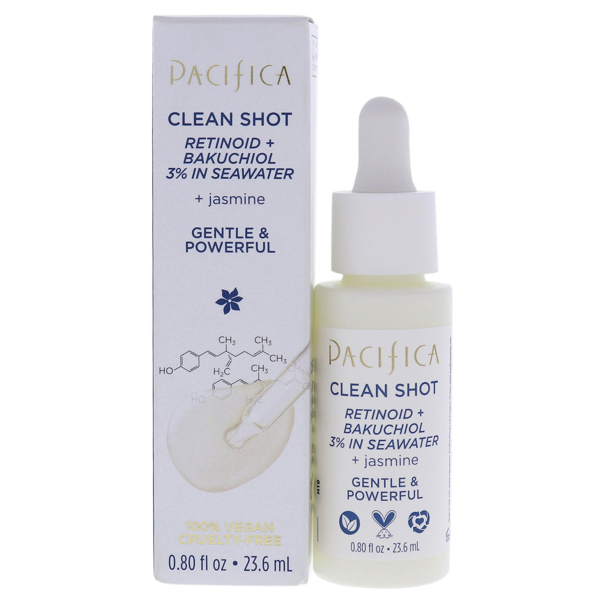 Clean Shot Retinoid and Bakuchiol 3 Percent In Seawater by Pacifica for Unisex - 0.8 oz Serum