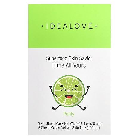 Idealove, Superfood Skin Savior, Lime All Yours, 5 Beauty Sheet Masks, 0.68 fl oz (20 ml) Each