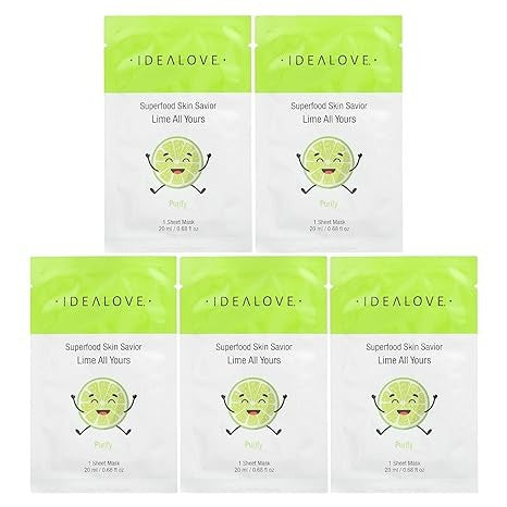 Idealove, Superfood Skin Savior, Lime All Yours, 5 Beauty Sheet Masks, 0.68 fl oz (20 ml) Each