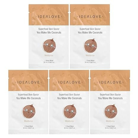 Idealove, Superfood Skin Savior, You Make Me Coconuts, 5 Beauty Sheet Masks, 0.68 fl oz (20 ml) Each