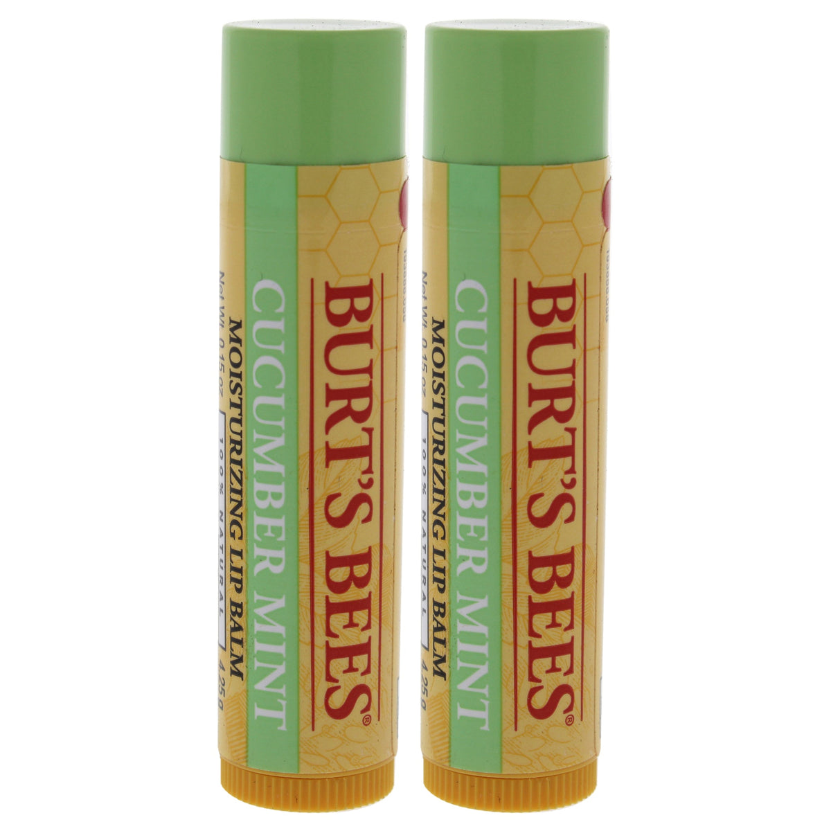 Cucumber Mint Moisturizing Lip Balm by Burts Bees for Women - 0.15 oz Lip Balm - Pack of 2