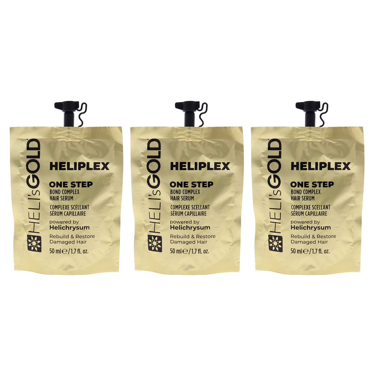 Heliplex One Step Hair Serum by Helis Gold for Unisex - 1.7 oz Serum - Pack of 3