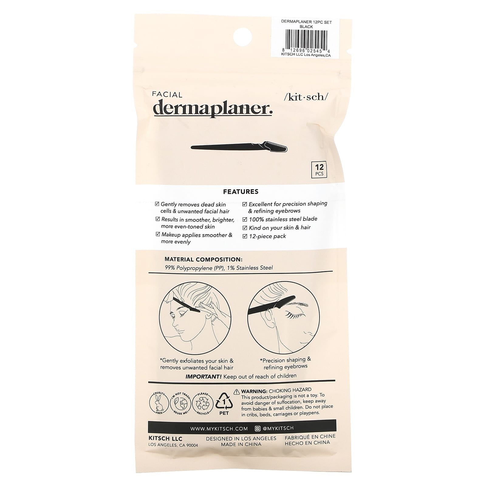 Kitsch, Facial Dermaplaner, 12 Count