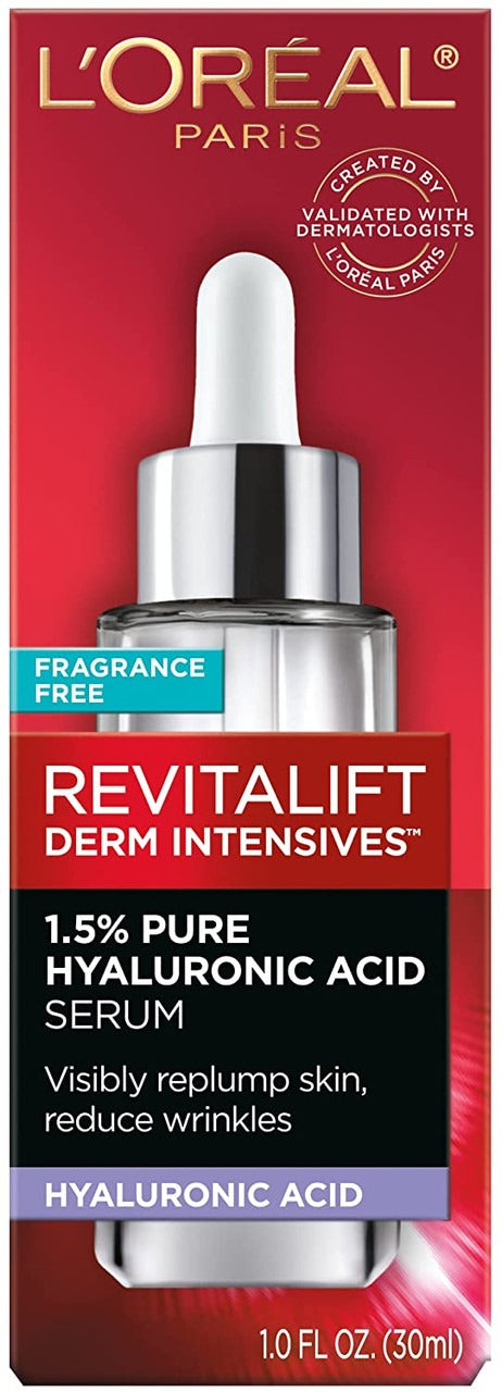 L'Oréal, Revitalift Derm Intensives, 1.5% Pure Hyaluronic Acid Serum, Fragrance Free, 1 fl oz (30 ml)