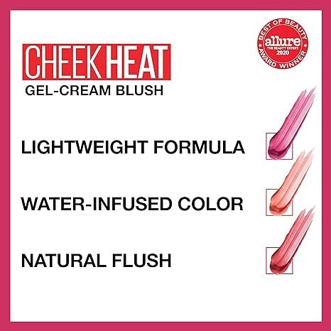 Maybelline, Cheek Heat, Sheer Gel-Cream Blush, 15 Nude Burn, 0.27 fl oz (8 ml)