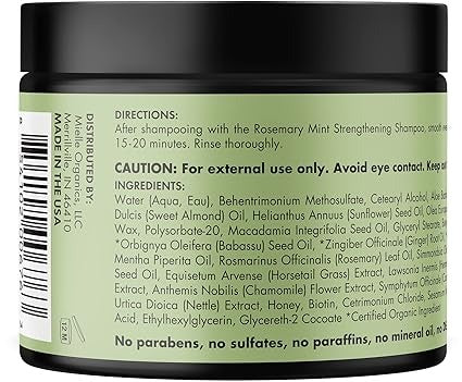 Mielle, Strengthening Hair Masque, Rosemary Mint, 12 oz (340 g)