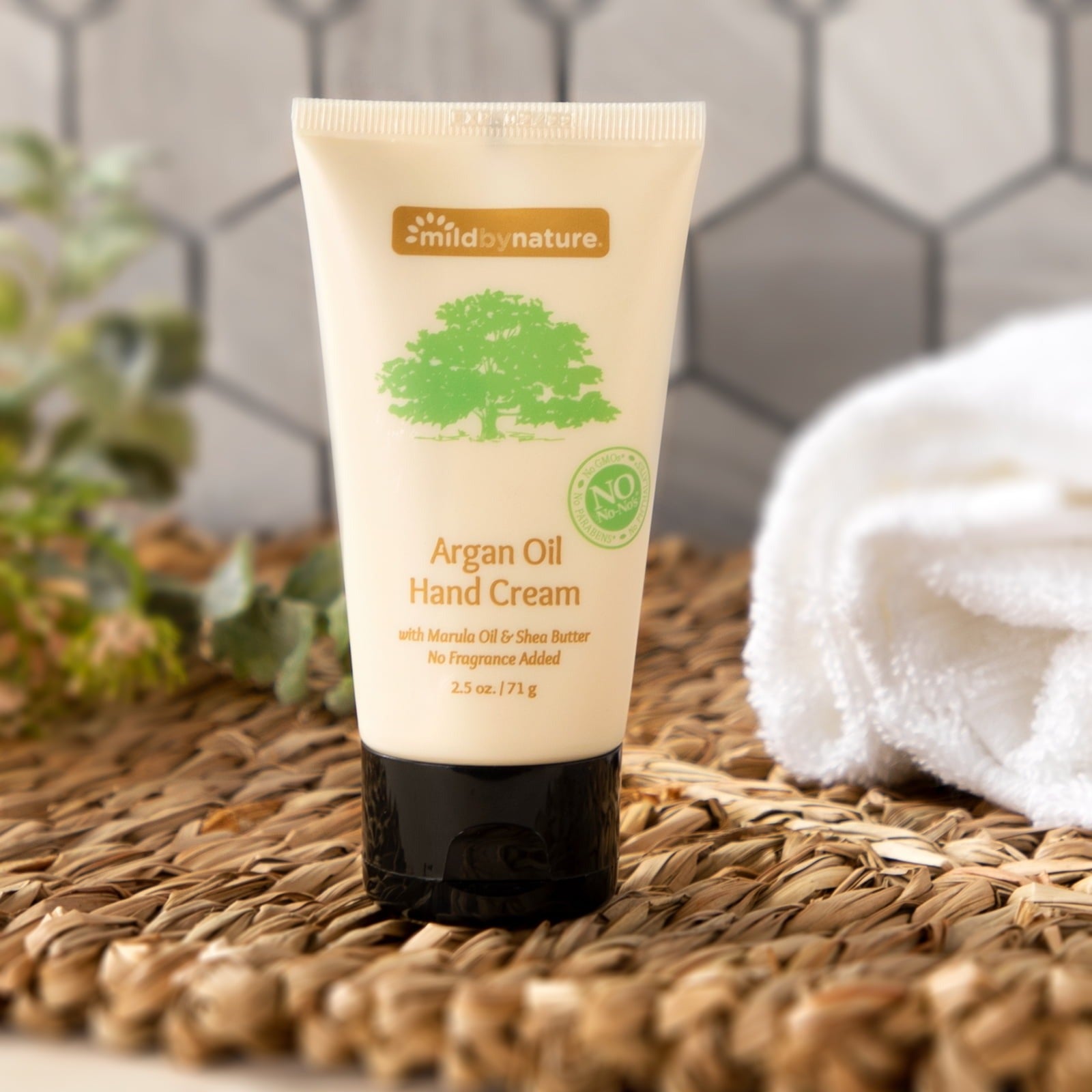 Mild By Nature, Argan Oil Hand Cream with Marula Oil & Coconut Oil plus Shea Butter, Soothing and Unscented, 2.5 oz (71 g)