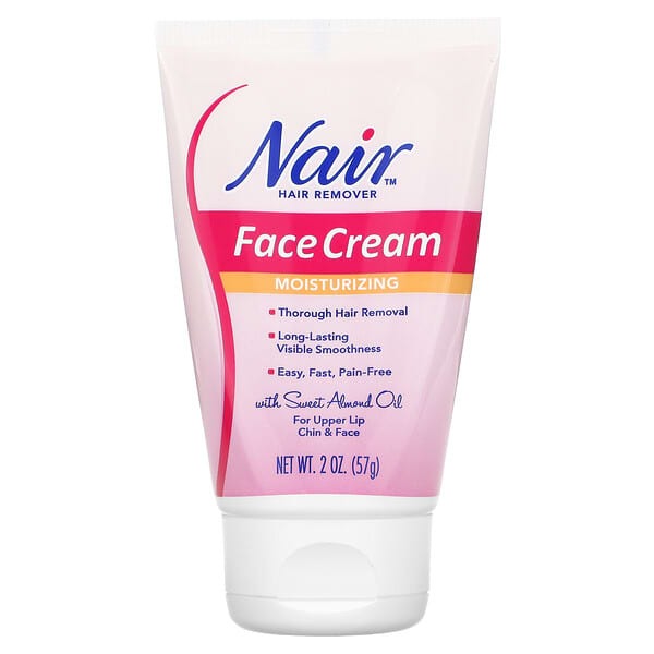 Nair, Hair Remover, Moisturizing Face Cream, For Upper Lip, Chin and Face, 2 oz (57 g)