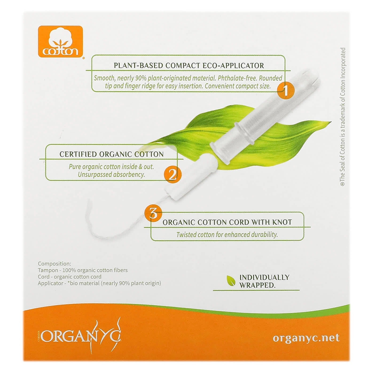 Organyc, Organic Tampons, Compact, Super Plus, 16 Tampons