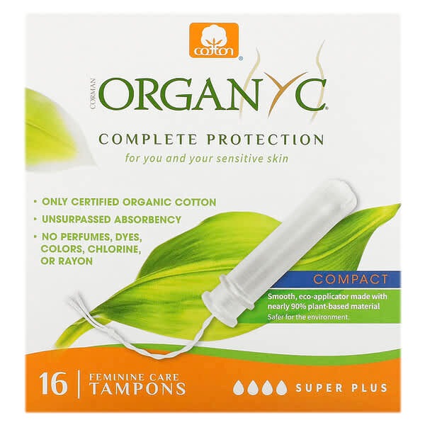 Organyc, Organic Tampons, Compact, Super Plus, 16 Tampons