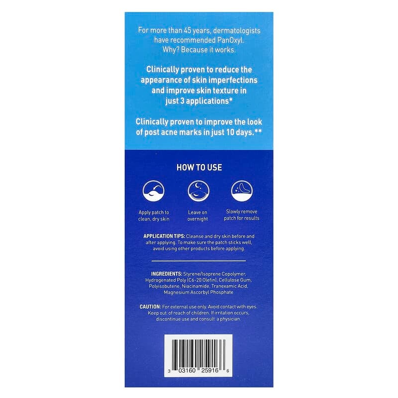 PanOxyl, PM, Blemish Aftercare Brightening Patches, 16 Single-Use Clear Patches