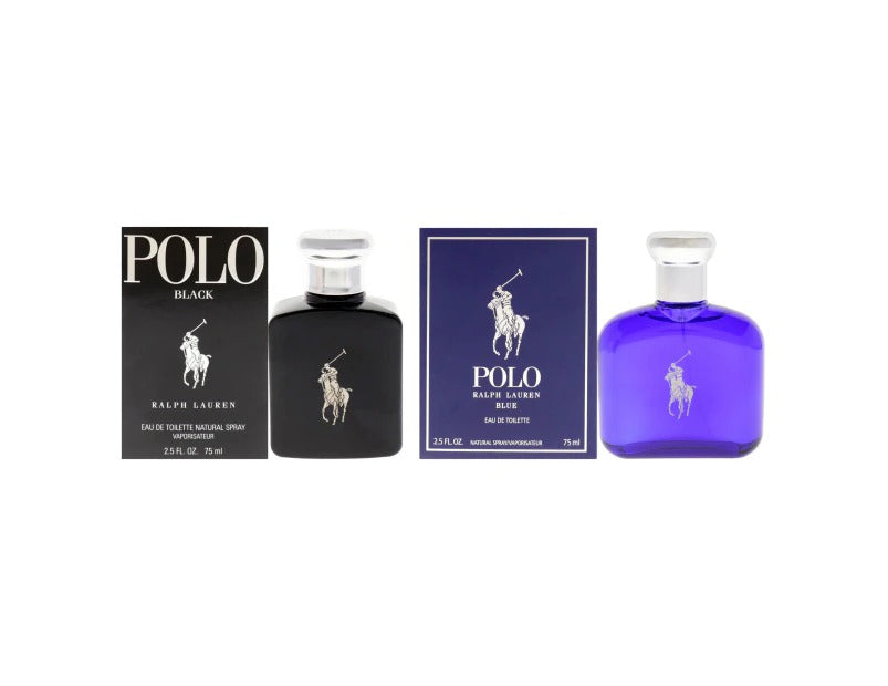 Polo Black and Blue Kit by Ralph Lauren for Men - 2 Pc Kit 2 x 2.5oz EDT Spray