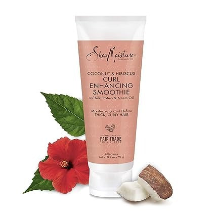 SheaMoisture, Curl Enhancing Smoothie with Silk Protein & Neem Oil, Coconut & Hibiscus, 3.2 oz (91 g)