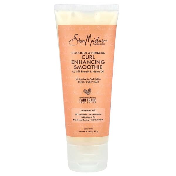 SheaMoisture, Curl Enhancing Smoothie with Silk Protein & Neem Oil, Coconut & Hibiscus, 3.2 oz (91 g)