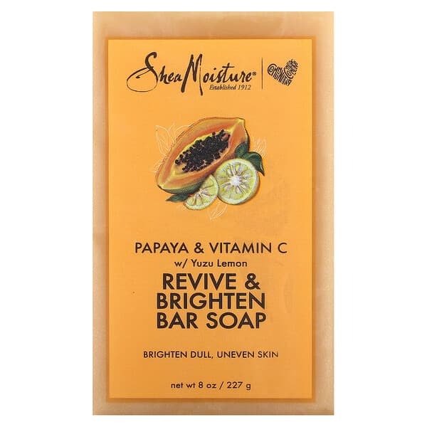 SheaMoisture, Revive & Brighten Bar Soap, Papaya & Vitamin C, 8 oz (227 g)