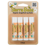 Sierra Bees, Organic Lip Balms, Grapefruit, 4 Pack, 0.15 oz (4.25 g) Each