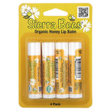 Sierra Bees, Organic Lip Balms, Honey, 4 Pack, 0.15 oz (4.25 g) Each