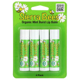 Sierra Bees, Organic Lip Balms, Mint Burst, 4 Pack, 0.15 oz (4.25 g) Each