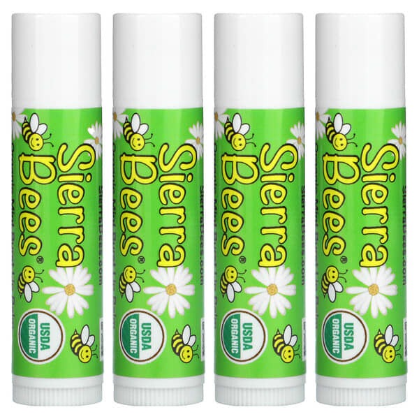 Sierra Bees, Organic Lip Balms, Mint Burst, 4 Pack, 0.15 oz (4.25 g) Each