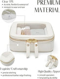 Small Cosmetic Bag for Purse Mini Makeup Bag for Travel Tiny Leather White Make Up Organizer