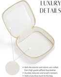 Small Cosmetic Bag for Purse Mini Makeup Bag for Travel Tiny Leather White Make Up Organizer