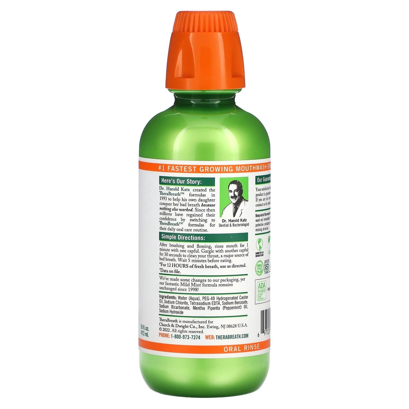 TheraBreath, Fresh Breath, Oral Rinse, Mild Mint, 16 fl oz (473 ml)