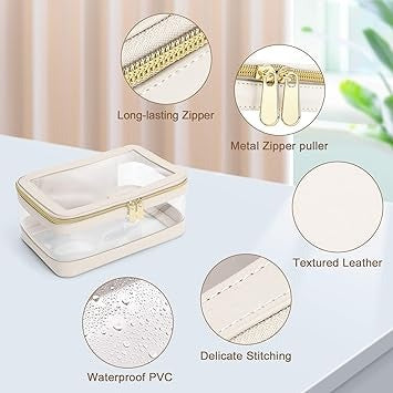 Travel Clear Makeup Bag , Portable Cosmetic Bag Case, Transparent Waterproof Cosmetic Organizer Storage Bag for Women