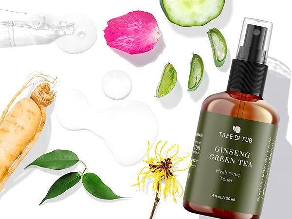 Tree To Tub, Hydrating Alcohol Free Facial Toner Spray, Witch Hazel, Rose Water, Green Tea, for Dry, Sensitive Skin, 4 fl oz (120 ml)