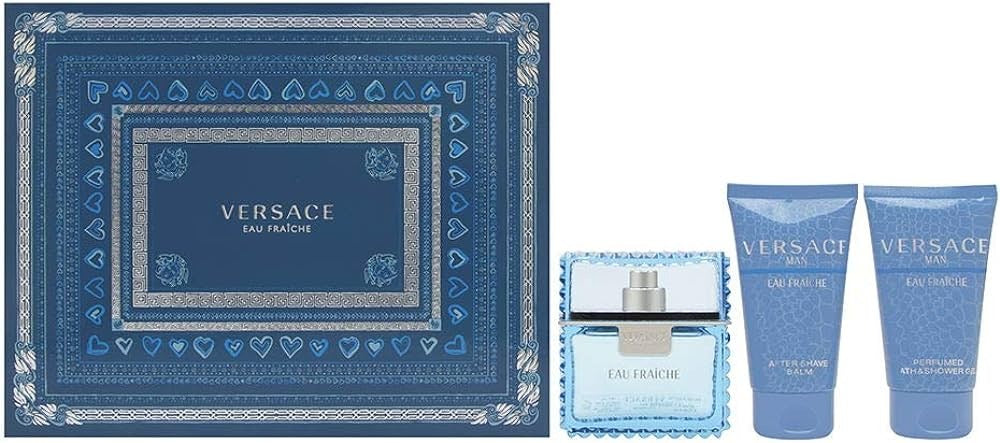 Versace Eau Fraiche by Versace for Men - 3 Pc Gift Set 1.7oz EDT Spray, 1.7oz Bath and Shower Gel, 1.7oz After Shave Balm