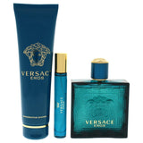 Versace Eros by Versace for Men - 3 Pc Gift Set 3.4oz EDT Spray, 0.3oz EDT Spray, 5.0oz Invigorating Shower Gel